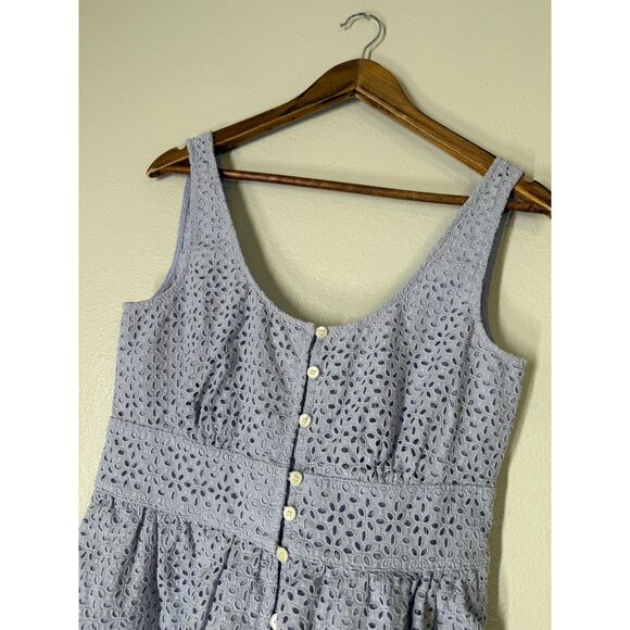 J Crew Purple Eyelet Lace Babydoll Midi Dress Sz 6 Cottagecore Boho Feminine - Picture 5 of 13